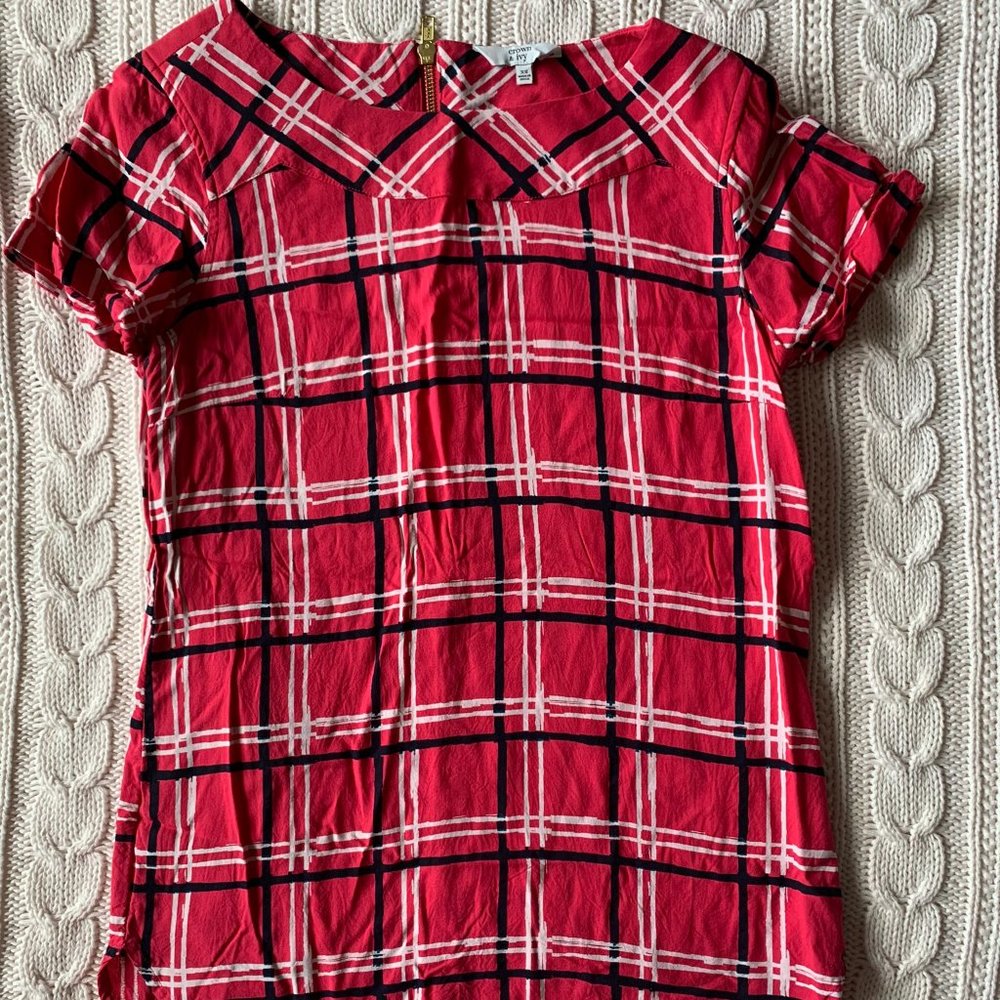 Pink Plaid Patterned Crown and Ivy Blouse